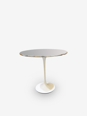 Eero Saarinen Oval Side Table With Chrome Top & White Base By Knoll