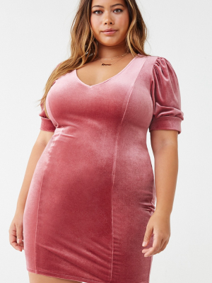 Plus Size Velvet Mini Dress