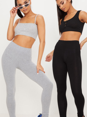 Black And Grey Basic Jersey Legging 2 Pack