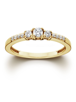 Pompeii3 1/2ct Diamond Three Stone Ring 14k Yellow Gold