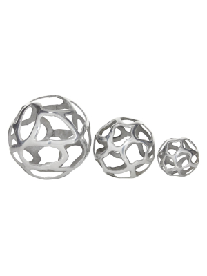 Set Of 3 Decorative Aluminum Balls - Olivia & May