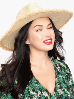 Beige Straw Wide Brim Western Hat