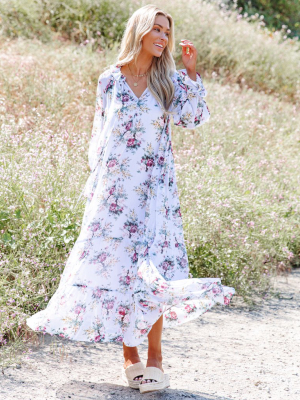 Gracefully Yours Floral Chiffon Boho Maxi Dress - Final Sale