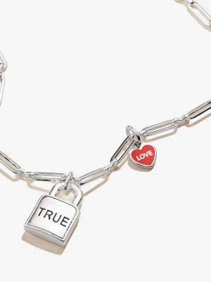 'true Love' Lock & Heart Charm Necklace