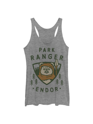 Women's Star Wars Park Ranger Endor Ewok Badge Racerback Tank Top