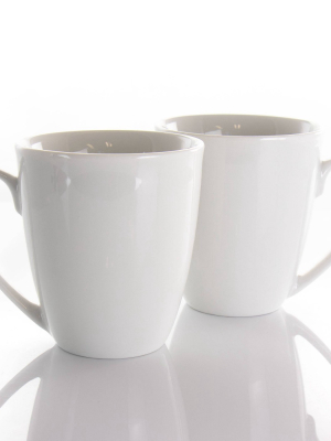 12oz 6pc Porcelain Rosales Mug Set White - Elama