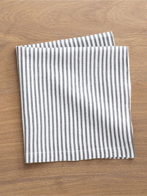 Liam Grey Striped Linen Cloth Dinner Napkin