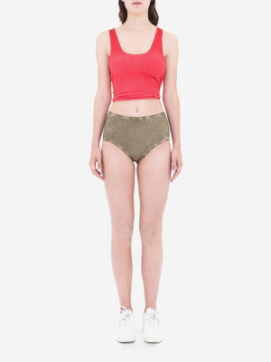 Vintage Wash High Waist Briefs Khaki