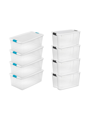 Sterilite 106 Quart Latching Storage Container (4 Pack) + 70 Quart Tote (4 Pack)