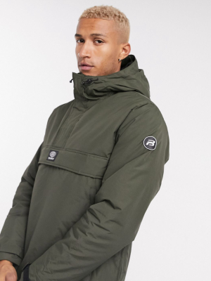 Pull&bear Overhead Padded Jacket In Khaki