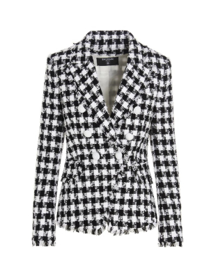 Balmain Gingham Tweed Double-breasted Blazer