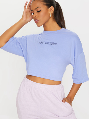 Lilac New Season Printed Lace Up Back Crop T Shirt