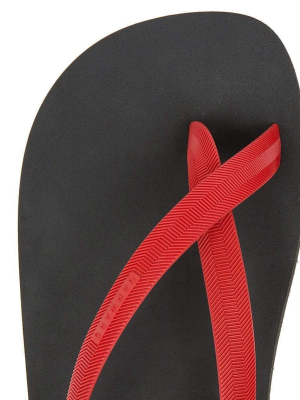 Bicolored Cross Toe Flip-flop, Black With Red