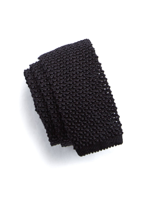 Italian Silk Knit Tie In Black