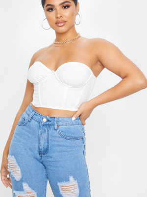 Petite Cream Corset Detail Crop Top