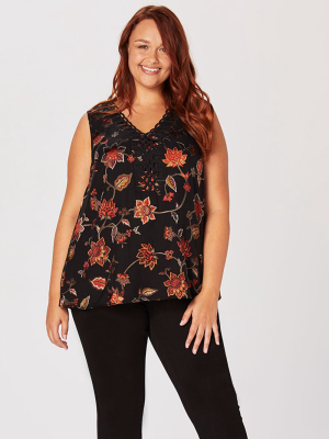 Dakota Sleeveless Satin Burnout Blouse (plus Size)