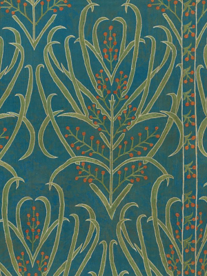 Teal Vines Suzani - Wallpaper