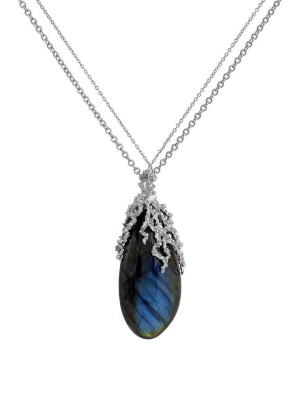 Ocean Pendant Necklace With Labradorite And Diamonds