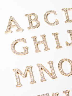 Clear Crystal Embellished Metal Alphabet Sticker
