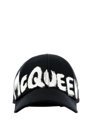 Alexander Mcqueen Graffiti Logo Baseball Cap