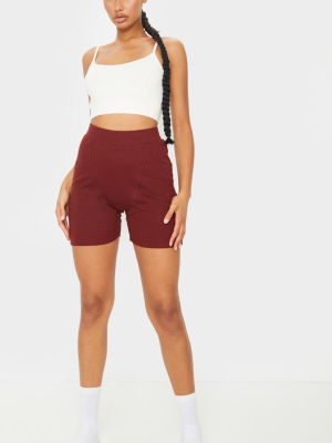 Chocolate Structured Rib Seam Detail Shorts