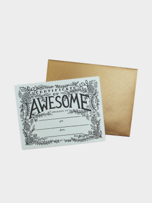 Certificate Of Awesome Card