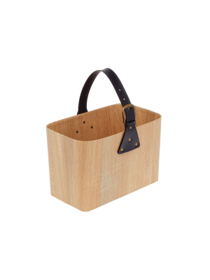 Mdesign Rectangle Portable Basket With Attached Handle - Natural