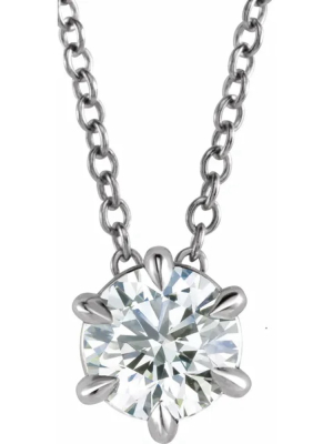 Pompeii3 14k White Gold 1/2ct Floating Solitaire Round Diamond Pendant 18" Necklace