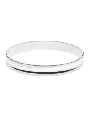 Silver Bangle Satin With Polished Valley Small