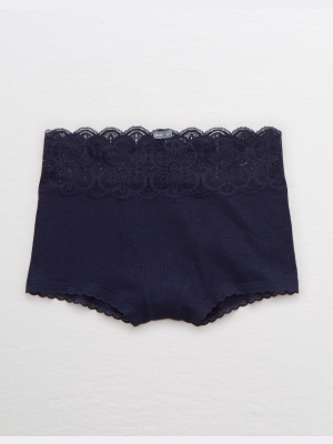 Aerie Ribbed Mid Rise Boyshort Underwear