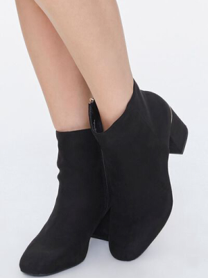 Faux Suede Metal-accent Block Heel Booties