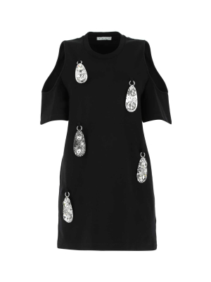 Area Crystal-embellished Cold Shoulder T-shirt Dress