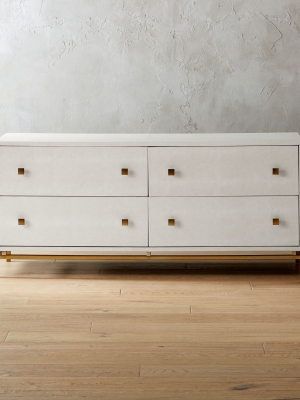 Ivory Shagreen Embossed Low Dresser