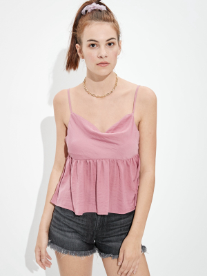 Ae Silky Cowl Neck Babydoll Top