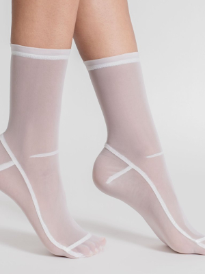 Darner Solid White Mesh Socks