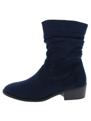 Kennedy02 Navy Relaxed Side Zip Crew Boot