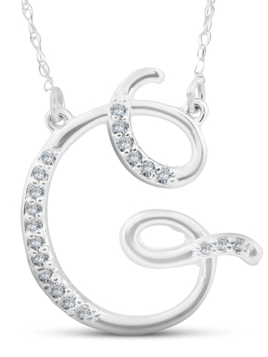 Pompeii3 1/4ct Diamond "g" Initial Pendant 18" Necklace 14k White Gold