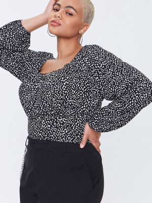 Plus Size Spotted Print Top