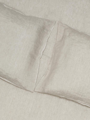 Two Tone Stonewashed Linen Bedding Col. Grey