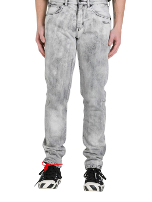 Off-white Logo Printed Straight-leg Jeans