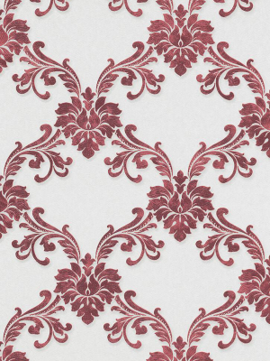 Etienne Ornamental Trellis Wallpaper In Red Design By Bd Wall