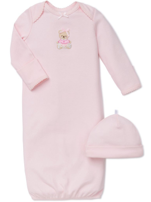 Pink Bear Sleeper Gown And Hat