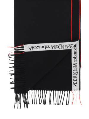 Alexander Mcqueen Logo Fringed Scarf