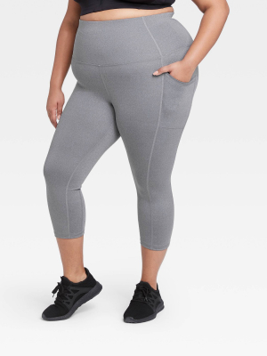 Women's Plus Size Sculpted High-waisted Capri Leggings 21" - All In Motion™ Charcoal Gray