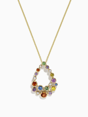 Effy Watercolors 14k Gold Multi Sapphire And Diamond Pendant, 1.47 Tcw