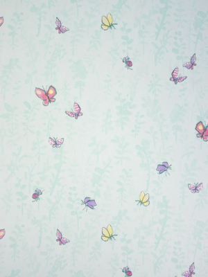 Butterfly Meadow Wallpaper In Turquoise From The Zagazoo Collection By Osborne & Little