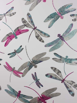 Sample Dragonfly Dance Wallpaper In Multi-color From The Samana Collection By Matthew Williamson