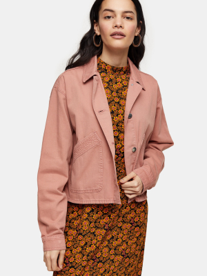 Considered Pink Boxy Crop Shacket