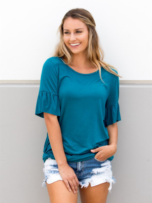 Flare Sleeve Top - Teal