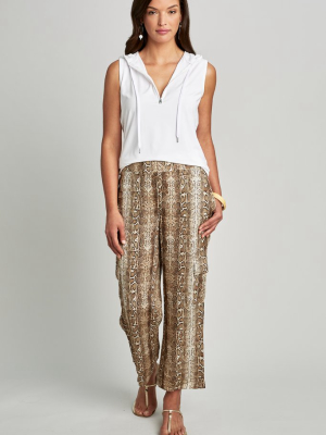 Wide Leg Cropped Python Pant